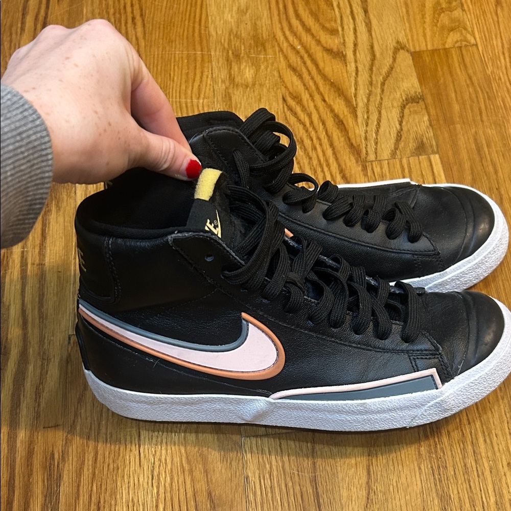 Nike Black and Peach High-Top Sneakers